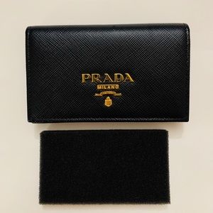 PRADA Saffiano Wallet/Card Holder in Black